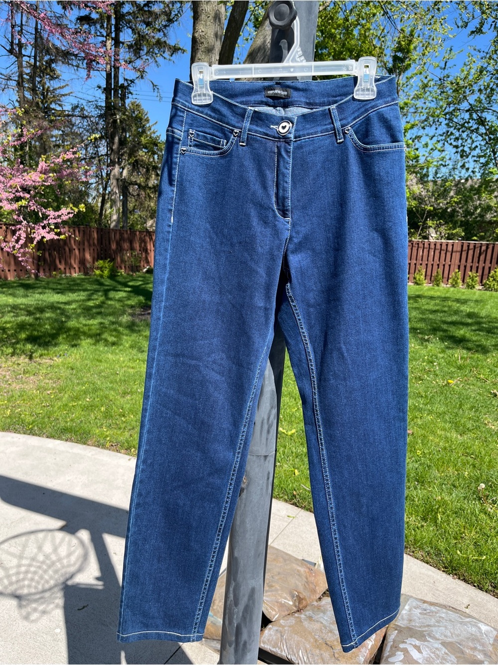 Caroline Biss Classic Straight-Leg Jeans in Deep Blue US8